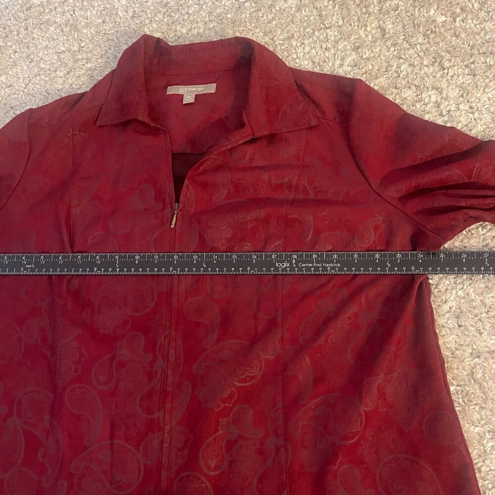Croft & Barrow Red Paisley Zip Jacket Women 2X Lightweight - Picture 3 of 8